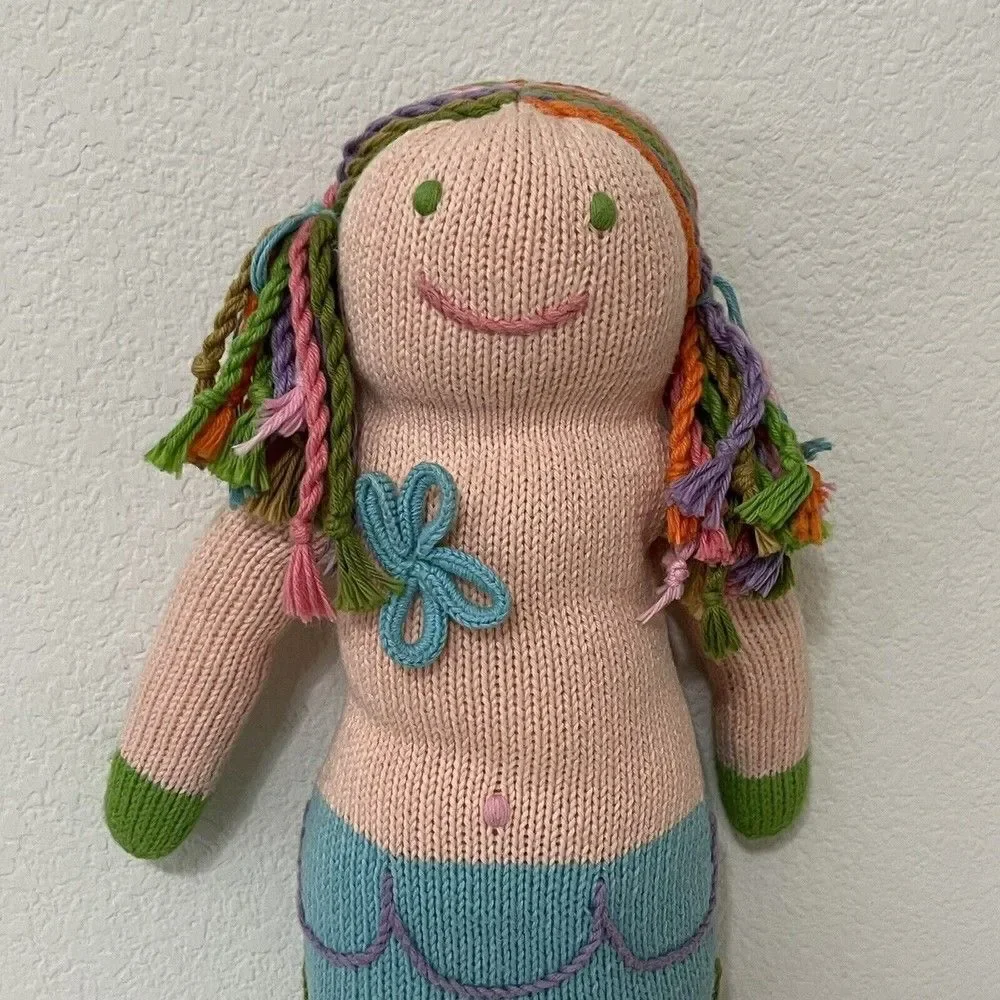 Blabla Kids Regular Mermaid Doll Hand Knitted Plush Blue Tail 18